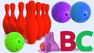 Nursery Rhymes ABC Song Funny Bowling Ball Kinetic Sand Colors For Kids 3D [upl. by Anaej]