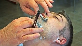 Haircut and Straight Razor Shave at Trenton Barber amp Beauty [upl. by Llerrod144]