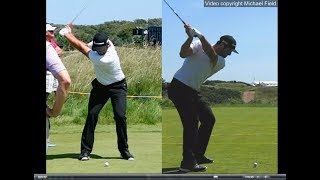 Jon Rahm golf swing  Long Iron faceon amp downtheline July 2017 [upl. by Asiuol]