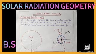 SOLAR RADIATION GEOMETRYEARTH BASIC GEOMETRYHINDI [upl. by Feetal]