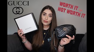 GUCCI Marmont Matelassé Mini Purse Review  Whats in my Bag  Is it worth it [upl. by Eilrahs]