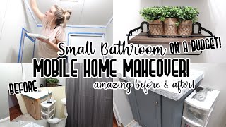 MOBILE HOME MAKEOVER ON A BUDGET  SMALL BATHROOM MAKEOVER [upl. by Seto]