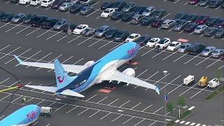 Aerials of 737 MAX planes parked at Boeing Field Renton factory [upl. by Elmore605]