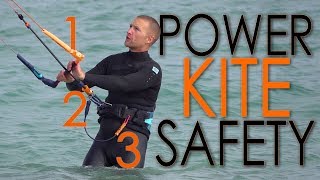 Safety Systems kiteboard  power kite tutorial [upl. by Iuq]