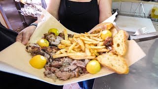 GIANT Greek Meat Feast  Food in Athens [upl. by Adaynek]