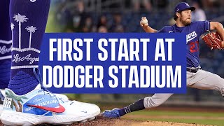 Trevor Bauers First Start at Dodger Stadium [upl. by Gelya]