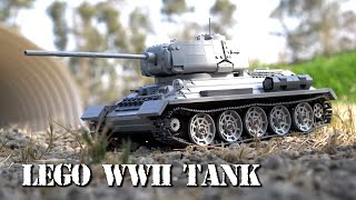 RC LEGO T34 Tank with Shooting Mechanism [upl. by Haveman]