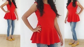 DIY Peplum Top Cutting And Stitching Full Tutorial [upl. by Lashond173]