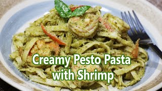 Creamy Pesto Pasta with Shrimp  Pesto Pasta Recipe [upl. by Gerdy]