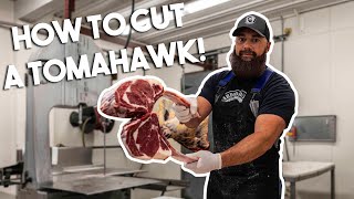 How to Cut Beef Tomahawk Steaks  The Bearded Butchers [upl. by Benton]