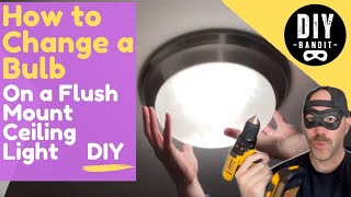 ️🔥 Flush Mount Ceiling Light Fixture➔ How to Change a Light Bulb amp Remove the Glass Cover [upl. by Enelrats403]