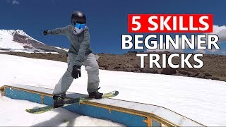 5 Skills for Beginner Snowboard Tricks [upl. by Ahsatin]