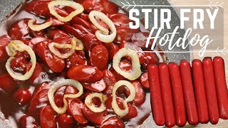 Stir Fry Hotdog With Ketchup And Oyster Sauce  Sizzling Hotdog  Hotdog Recipes [upl. by Rowena696]