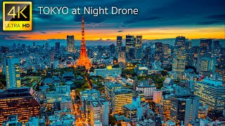 Tokyo Japan in 4K Drone at Night  Explore Tokyo at Night with 4K Drone Film [upl. by Florentia]