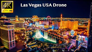 Las Vegas  4K UHD Drone Video at Night [upl. by Acinor510]