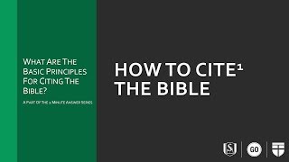 How to Cite the Bible [upl. by Peppie]