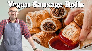 DELICIOUS Vegan Sausage Rolls  The Scran Line [upl. by Burnham]