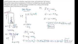 Newtons 2nd Law Accelerating Elevator Level 1 Example 1 [upl. by Eatnhoj689]