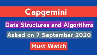 Capgemini Data Structures MCQ  Asked on 7 September 2020  Latest Questions  The Coding Bytes [upl. by Nolahp]