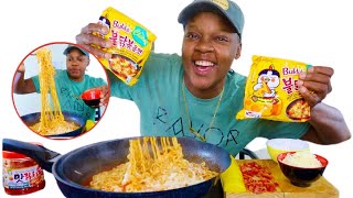 CHEESY CHEESE FIRE NOODLES 먹방 • Mukbang amp Recipe [upl. by Henleigh]