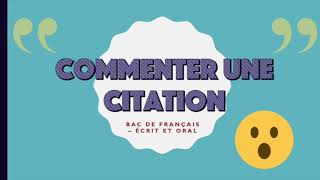 BAC DE FRANÇAIS Commenter une citation [upl. by Oleic]