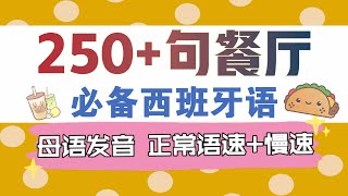 🔥250句餐厅必备西班牙语  母语发音  正常语速慢速  生活西班牙语  西班牙语口语  西班牙语入门 [upl. by Roter]