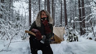 Solo WINTER CAMPING after a SNOW STORM in CANADA [upl. by Aime823]