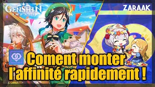 ASTUCE  MONTER SON AFFINITE DE PERSONNAGE RAPIDEMENT   GENSHIN IMPACT [upl. by Anibla]