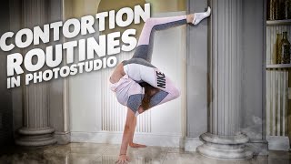 Contortion Routines in photostudio Handstand acrobatics Fitness workout Contortionist Ella [upl. by Adnov634]