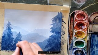 How to paint a simple landscape in watercolor [upl. by Onivla535]