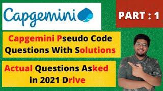 Capgemini PseudoCode Questions 2021  PART  1🔥🔥 [upl. by Onivag]