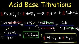 Acid Base Titration Problems Basic Introduction Calculations Examples Solution Stoichiometry [upl. by Goulette529]