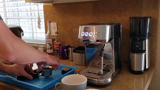 Novice using the Breville Bambino Plus to make a latte [upl. by Icyac]