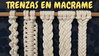 5 Tipos de TRENZAS de MACRAME paso a paso  5 Types of Macrame Braids [upl. by Tennos129]