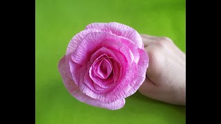 Cómo hacer Rosa de papel crepe fácil DIY Cómo hacer flores [upl. by Nnaillek]