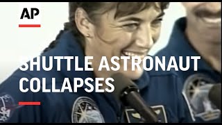 Shuttle astronaut collapses during welcome home ceremony [upl. by Samot]