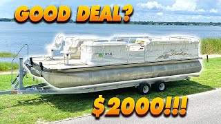 I Bought the BIGGEST and CHEAPEST Pontoon to Rebuild  Episode 1 [upl. by Ellemac270]