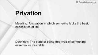 Privation Meaning [upl. by Andie]