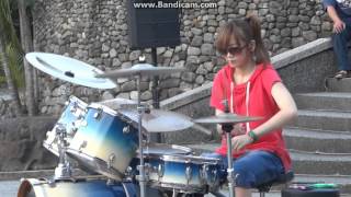 Cute and pretty female drummer from Taiwan SWhite [upl. by Dal]