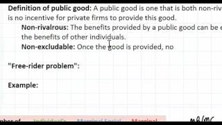 Public Goods as a Market Failure  part 1 [upl. by Hailee425]