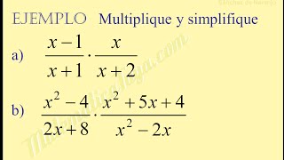 Multiplicación de fracciones algebraicas [upl. by Oicnoel837]