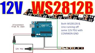 12V WS2812B 3wire LED Strip with Arduino Uno [upl. by Adnwahsat]