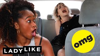 We Tried The Changing In Our Car Challenge • Ladylike [upl. by Aleiram]