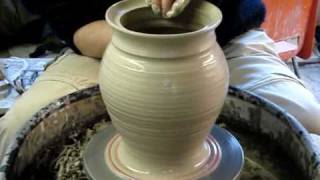 Making a clay pottery storage jar with lid on a potters wheel demo ingleton pottery how to [upl. by Eddy]