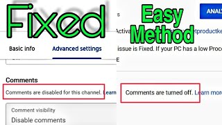 How To Fix Comments Are Disabled For This Channel In Youtube [upl. by Lertnahs]