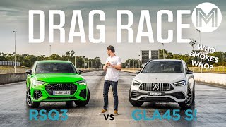 Audi RS Q3 vs AMG GLA45 S DRAG RACE  MOTOR [upl. by Rucker]