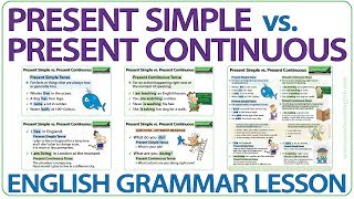 Present Simple vs Present Continuous Tense  Learn English Grammar  ESOL Lesson [upl. by Mchail]