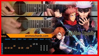 Jujutsu Kaisen OP  KAIKAIKITAN  Acoustic Guitar Lesson Tutorial  TAB  CHORDS [upl. by Chura]