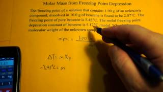 Calculating Molar Mass from Freezing Point Depression [upl. by Timus]