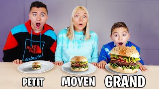 BIG MEDIUM or SMALL FOOD CHALLENGE  Petit VS Moyen VS Grand [upl. by Awra]